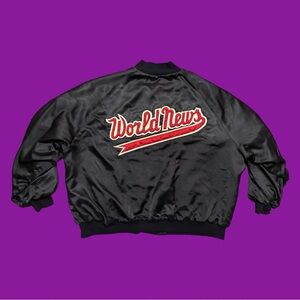 90s St. Louis Post-Dispatch “World News” Satin Bomber Jacket